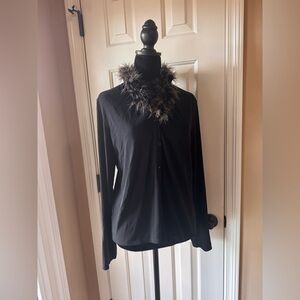 es.se U.S.A. Women’s Vintage Elegant Black Sweater with Feathered Collar